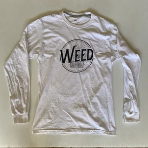 Weed California Long Sleeve T-Shirt Mens Size M White Rare USA - 420 Novelty - Picture 1 of 8