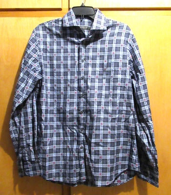 Camisa social de golfe Bobby Jones regra 18 tamanho MED azul/borgonha xadrez manga longa nova sem etiquetas - Imagem 1 de 4