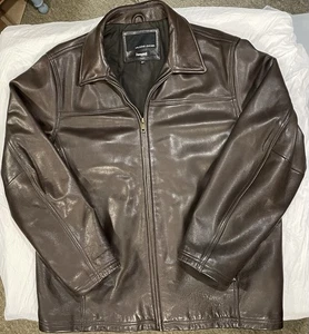 Wilsons Mens Thinsulate  Full Zip Brown Leather Bomber Jacket XLT XL - Picture 1 of 17