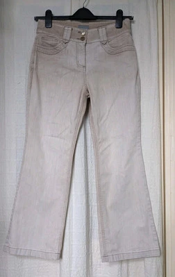 Sz 10S 30"W 27"L M&S Per Una Beige Cotton Blend Denim Bootcut Jeans VGC - Image 1 of 4
