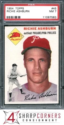 1954 Topps #45 Richie Ashburn Phillies Hof PSA 7 Foto 1 de 4