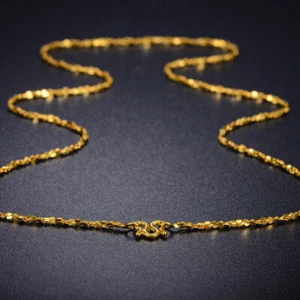 999 24K Yellow Gold Necklace/ Full Star Chain Necklace 18 inches /3.8g/45cm - Picture 1 of 6