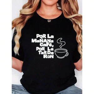 Coffee Print, Round Neck, Essential for Summer, Comfortable for Daily Use - Picture 1 of 12