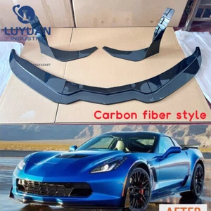 Front Lip Splitter+Side Winglets For Corvette C7 Z06 Stage 3 Carbon Fiber 14-19 - Picture 1 of 5