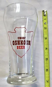 Vintage CHIEF OSHKOSH Sham BEER Glass OSHKOSH BREWING Co. OSHKOSH WIS. - Picture 1 of 2