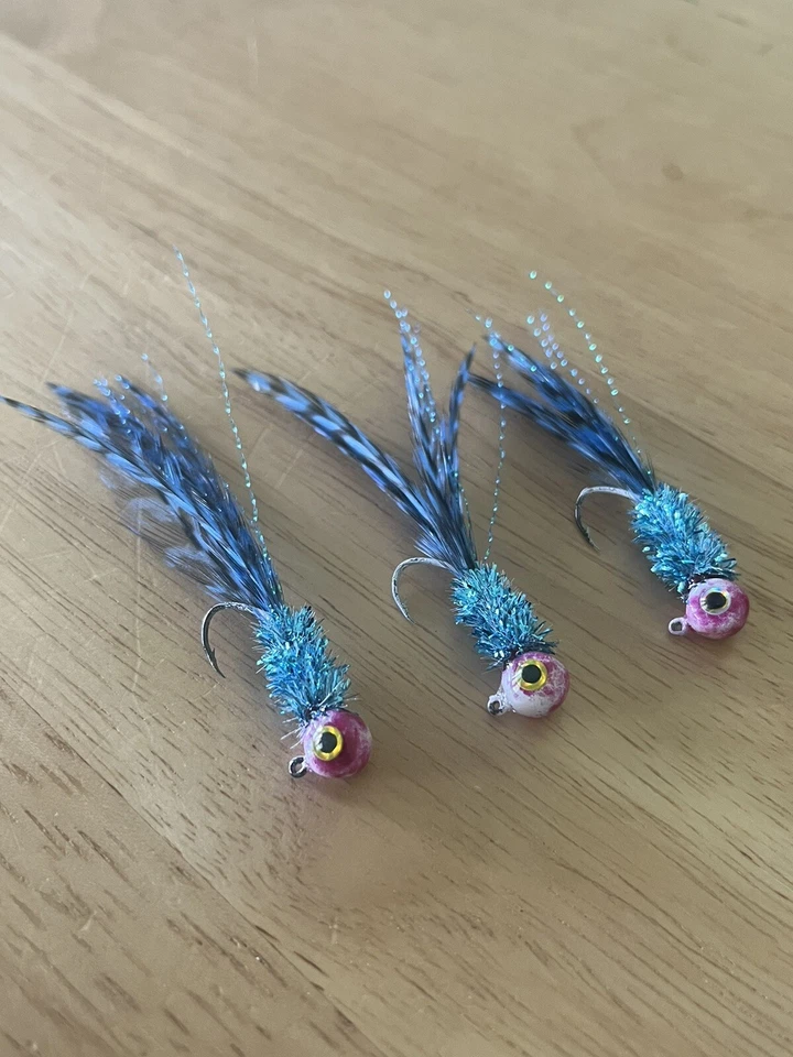 Three hand tied 1/16 crappie jigs  - Image 1 of 1