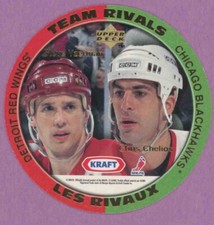 1996 96-97 UD KRAFT DISC TEAM RIVALS STEVE YZERMAN CHELIOS / PALFFY STEVENS NNO