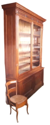 Imposante bibliothèque H278xL218cm noyer XIX° Imposing walnut bookcase - Photo 1/4