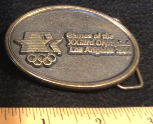 VTG 1984 Games Of XXlllrd Olympiad BELT BUCKLE US OLYMPIC Sanchez LOS ANGELES - Picture 1 of 5