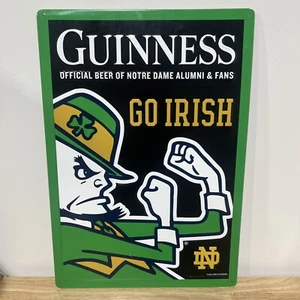 GUINNESS Official Beer Of NOTRE DAME Alumni & Fans GO IRISH Tin Sign 17” X 12” - Picture 1 of 6