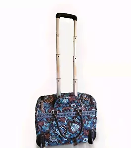 Vera Bradley Java Blue Paisley ROLLING Luggage Travel Bag With Trolley Sleeve - Picture 1 of 17