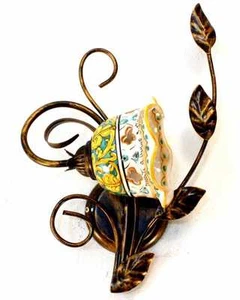 APPLIQUE LAMPADA DA PARETE CLASSICO CERAMICA SICILIANA DECORATA MARTINA/DX - Imagen 1 de 1
