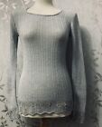Ladies Fitted Scoop Neck Super Stretch Ribbed Crochet Slim Fit Jumper Size 10