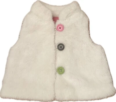 Gymboree Furry White Vest Snow Eskimo Princess Boho Buttons Toddler Girls 18-24M - Image 1 of 4