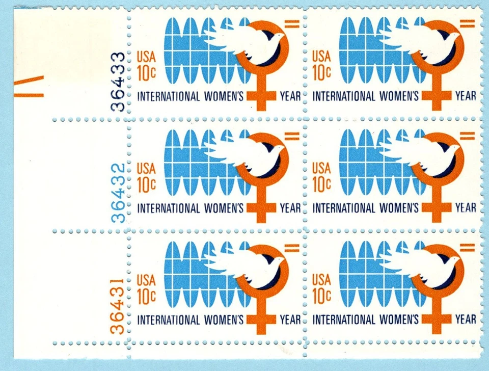 US Sc #1571 MNH 1975 plate block of 6 Intl Women's Year Randomly selected - Image 1 of 1