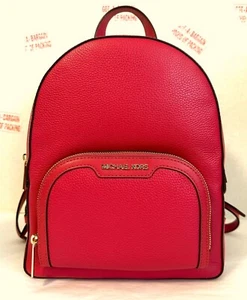 ZAINO MICHAEL KORS JAYCEE TASCA CON CERNIERA MEDIA IN PELLE ROSSO BRILLANTE, BORSA DA VIAGGIO - Foto 1 di 10