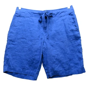 Jones New York Chino Shorts Womens 8 Blue Linen Flat Front Pockets Summer Casual - Picture 1 of 9