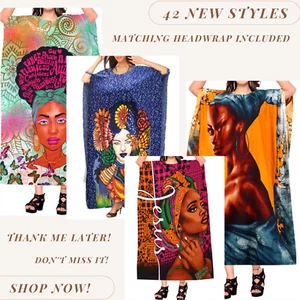 Mujeres Hermosos Caftán Estampados de Alta Calidad Caftán Maxi Vestidos Envoltura para la Cabeza Incluidos - Imagen 1 de 51