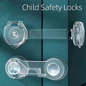 5x Transparent Kids Baby Child Safety Locks for Proof Door Gates Cupboard Cabine - Picture 1 of 14