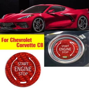 Carbon Fiber Engine Start Button Cover For Chevrolet C8 Corvette Z51 2020 21 22 - Foto 1 di 8