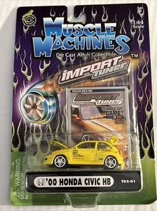 Muscle Machines Import Tuner 2000 Honda 00 Civic HB Custom Yellow TO2-01 1:64 4 - Picture 1 of 1