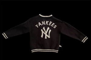 Yankees Japanese Letterman Jacket Kids Fleece Button Up Soft Black Gray 5T 6T 7T - Picture 1 of 8