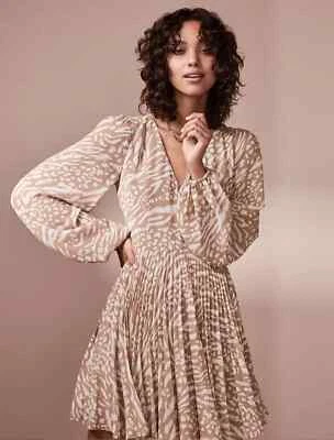 Forever New Hannah Long-Sleeve Pleated Skater Dress Size 10 - image 1 of 4