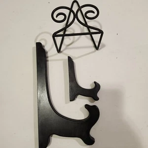 Plate Display Stands, 1 Iron Stand, 2 Wood Stands - Picture 1 of 6