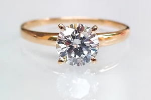 Diamond ring one carat diamond for women 10K gold , White gold 1.05ct E SI1 - Picture 1 of 13