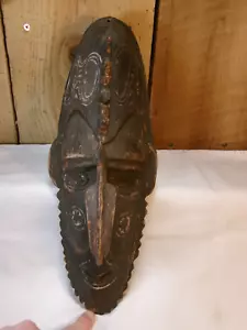 Vintage handgeschnitzte Holz Volkskunst afrikanische Motiv Maske Wandbehang - Bild 1 von 5