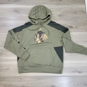 Adidas Pullover Hoodie Men's Medium Green Chicago Blackhawks Hoodie New - Picture 1 of 11
