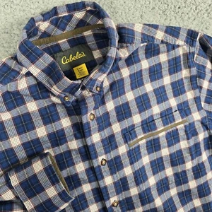 Cabelas Flannel Shirt Mens Large Plaid Cotton Long Sleeve Button Up Outdoor - Picture 1 of 9
