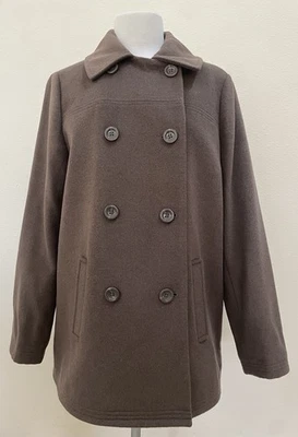 全新 J Jill 棕色双排扣冬季外套 M 码 带口袋 — 第 1/4 张图片