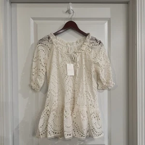 Zimmermann Kirra Lace Long Sleeve Dress in Ivory Girls Size 6 - Picture 1 of 12