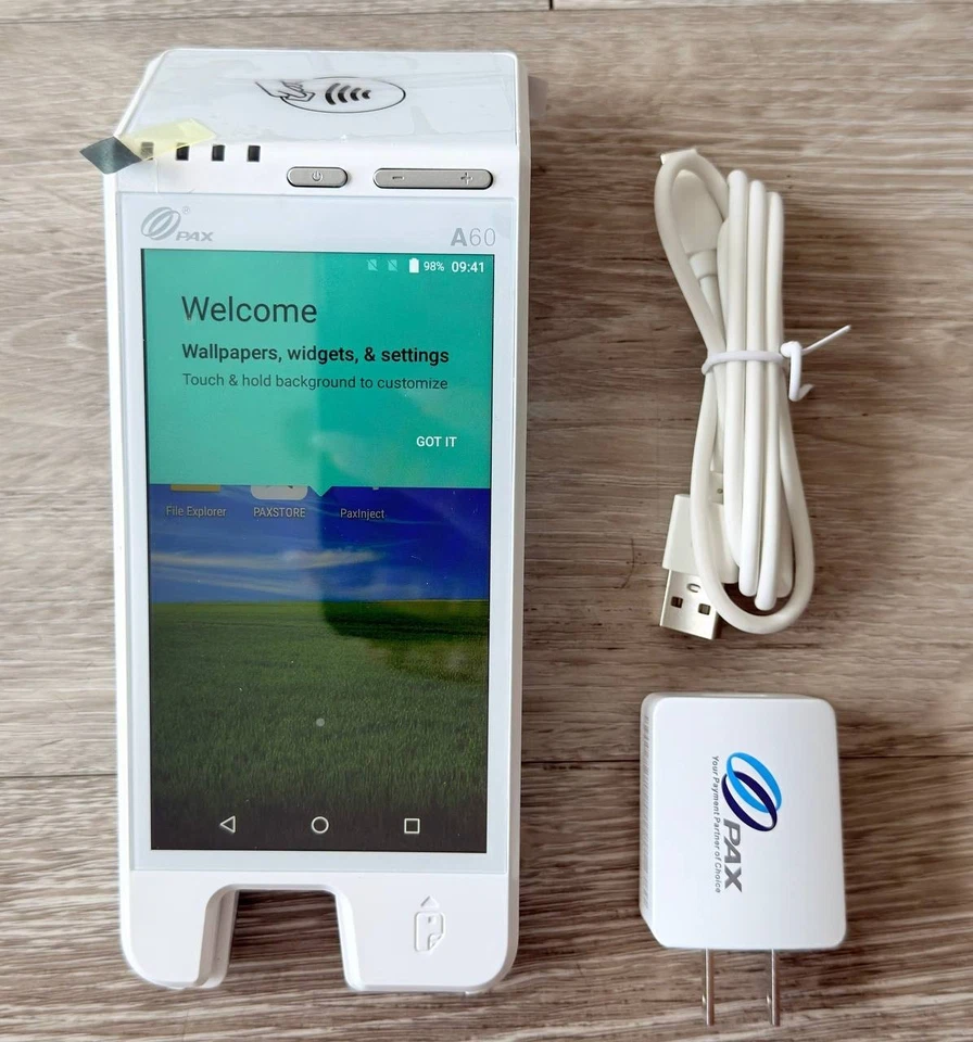 PAX A60 Smart Payment Terminal – Slightly Used, Factory Reset, Charger Included - Image 1 of 3