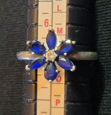 Pandora Sparkling Blue Herbarium Sterling Silver Cluster Ring Size 54 - Image 1 of 4