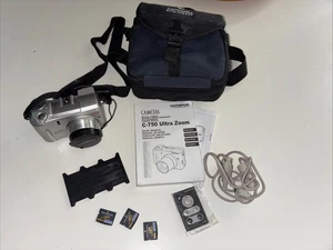 Olympus C-750 4mp Ultra Zoom Digital Camera Silver - SD Cards, Remote, Case - Picture 1 of 7