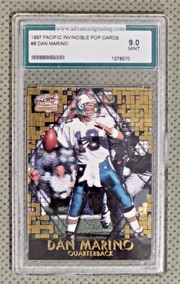 1997 Dan Marino Pacific Invincible POP-карты No8 AGS 9 как новые - Изображение 1 из 2