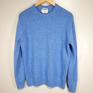 Old Navy Pullover Sweater Men's M Blue Heather Tight Knit Cotton Blend Soft - Picture 1 of 8