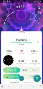 Shiny Hatenna, registrado o ultra amigos, Pokémon Go✨ - Imagen 1 de 1