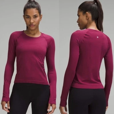 Camisa de manga larga Lululemon Swiftly Tech para mujer talla 8 longitud de carrera 2,0 lujo profundo Foto 1 de 4