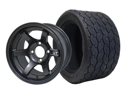 SGC 12″ GT Gunmetal Golf Cart Wheel & STEELENG 20x10-12 GECKO Street Tire (x4) Foto 1 de 3