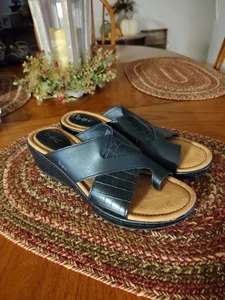 b.o.c. Black Women’s Summer Comfort Wedge Sandals Size 10 – Gently Worn - Picture 1 of 6