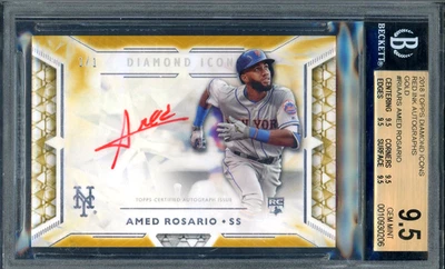 Amed Rosario 2018 Topps Diamond Icons Red Ink AUTO 1/1 RC BGS 9.5 TRUE GEM - Image 1 of 2
