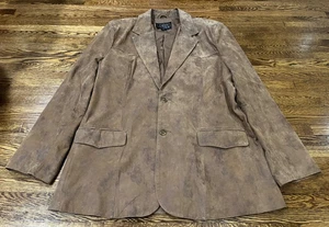 Giacca Cody James uomo 46L marrone grande alta pelle scamosciata foderata blazer western - Foto 1 di 11