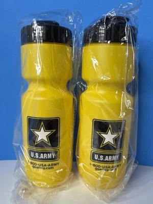 LOT of 2 NEW U.S. Army Water Bottles  Yellow / Black Original Packaging - Image 1 of 4