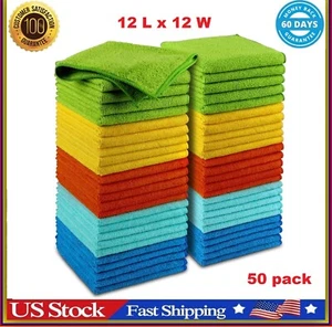 Microfiber Cleaning Cloth Set of 50 Towel Rag Car Polishing Detailing No-Scratch - Picture 1 of 23