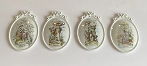 1794 Bavaria Germany Vintage Tettau Atelier Four Season Porcelain Plaques Mint - Picture 1 of 11