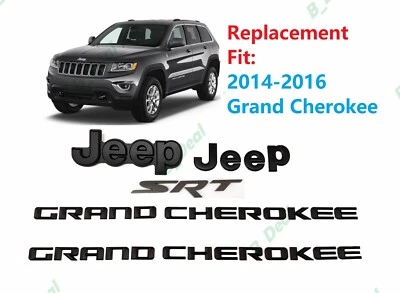 Letras de puerta trasera delantera Jeep negro mate emblemas SRT Grand Cherokee 2014-2016 Foto 1 de 4
