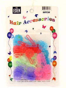 EDEN GIRLS SMALL SELF HINGE FLOWER HAIR BARRETTES - 28 PCS. - Picture 1 of 7